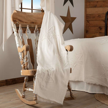 Burlap Antique White Star Woven Throw 60